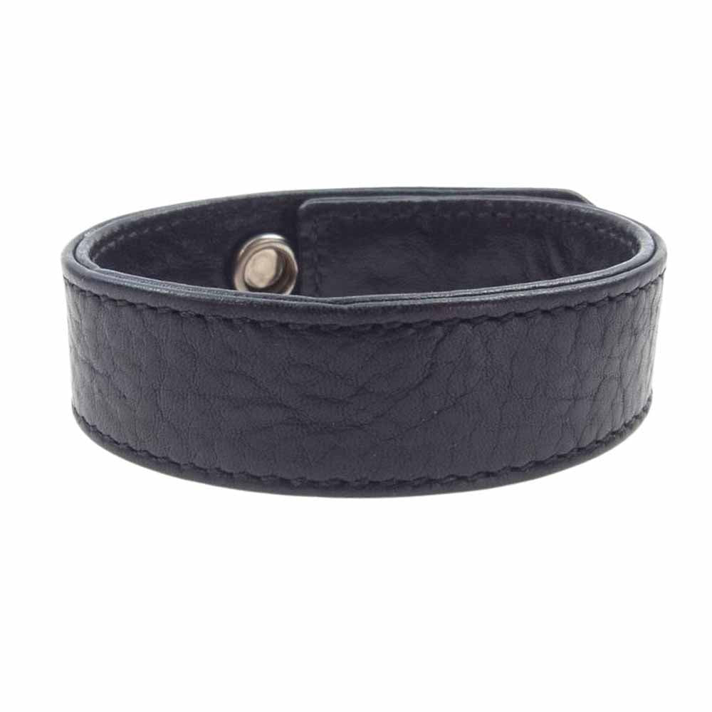 CHROME HEARTS クロムハーツ（原本無） 3BTN 2SNP クロスボール 3ボタン 2スナップ レザーブレスレット ブラック系【中古】
