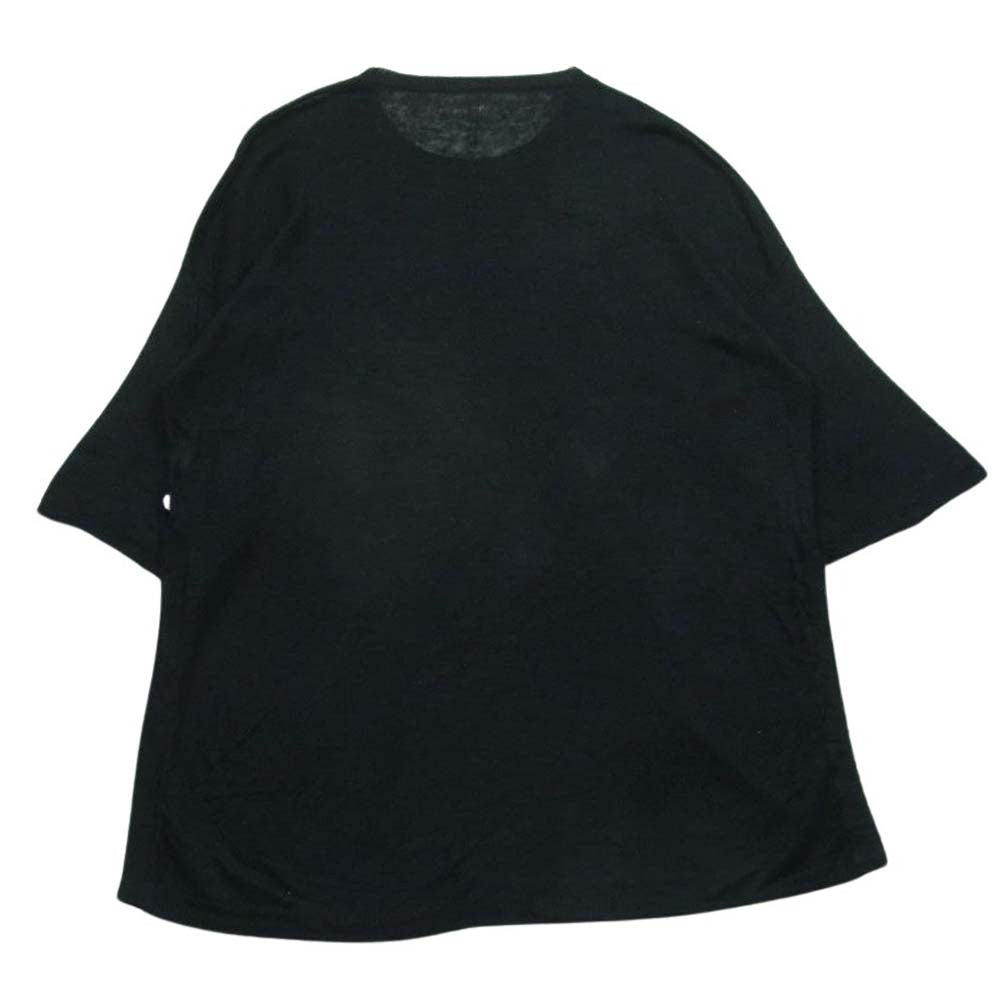 glamb グラム 15AW GB15AT KNT03 LINEN 麻 クルーネック サイドギャザー 5分丈 ニット カットソー ブラック系 3【中古】
