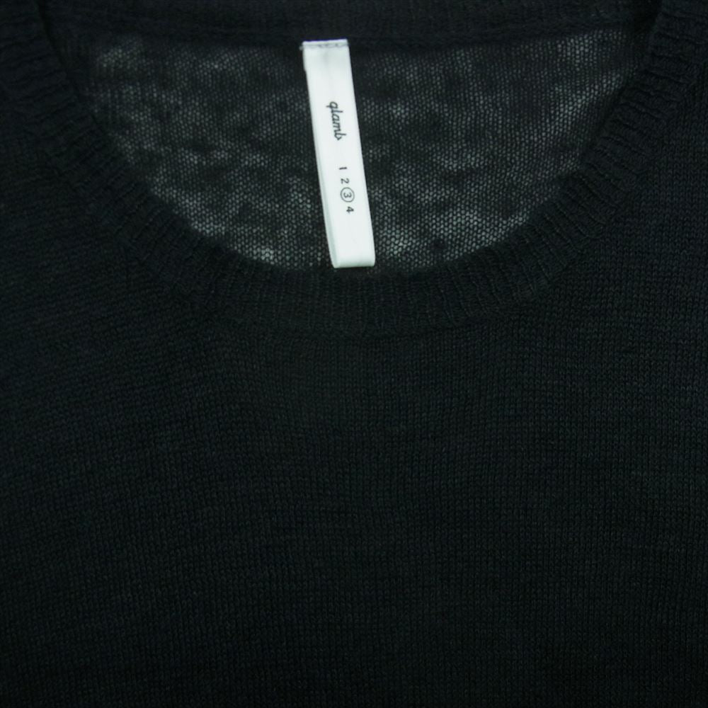 glamb グラム 15AW GB15AT KNT03 LINEN 麻 クルーネック サイドギャザー 5分丈 ニット カットソー ブラック系 3【中古】