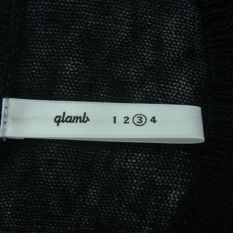 glamb グラム 15AW GB15AT KNT03 LINEN 麻 クルーネック サイドギャザー 5分丈 ニット カットソー ブラック系 3【中古】