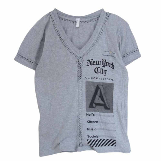 TAKAHIRO MIYASHITA The SoloIst. タカヒロミヤシタザソロイスト 初期 編み込み Vネック Tシャツ グレー系 L【中古】