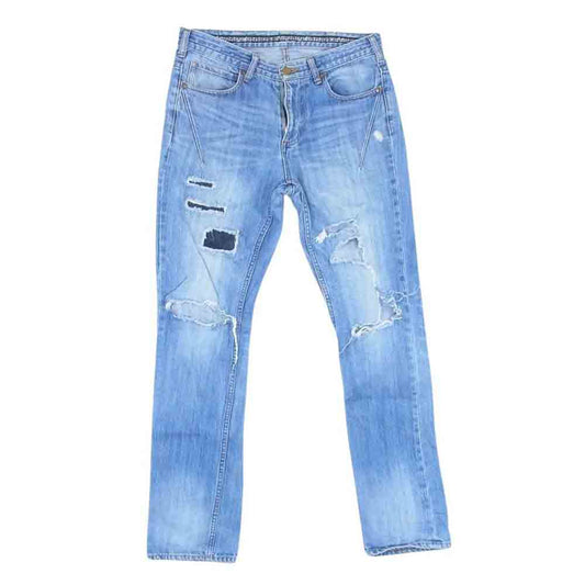 NUMBER(N)INE ナンバーナイン クラッシュ スキニー 音符 ストレッチ デニム パンツ インディゴブルー系 L【中古】