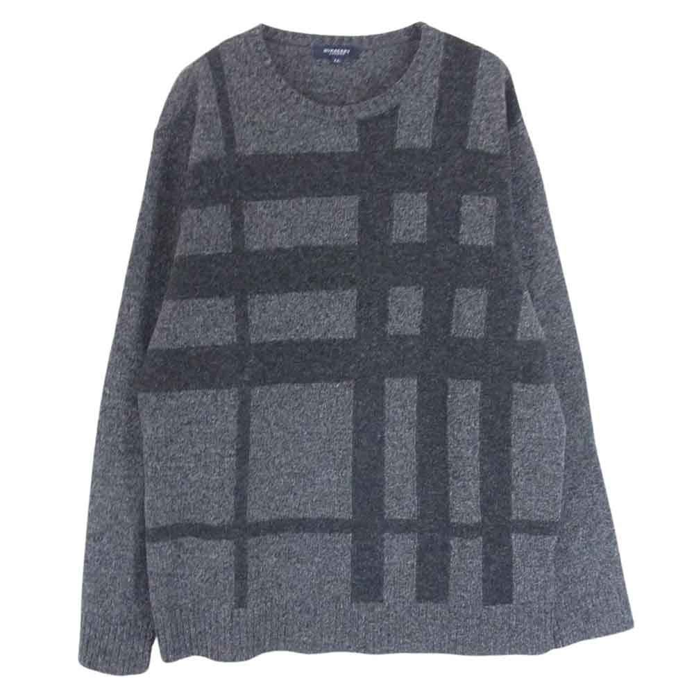 BURBERRY LONDON バーバリー ロンドン A1N11-234-07 クルーネック ウール チェック ニット グレー系 LL【中古】