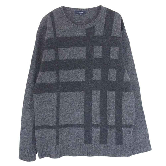 BURBERRY LONDON バーバリー ロンドン A1N11-234-07 クルーネック ウール チェック ニット グレー系 LL【中古】