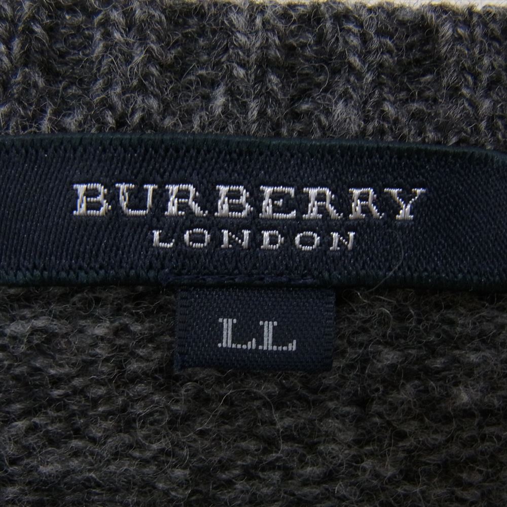 BURBERRY LONDON バーバリー ロンドン A1N11-234-07 クルーネック ウール チェック ニット グレー系 LL【中古】
