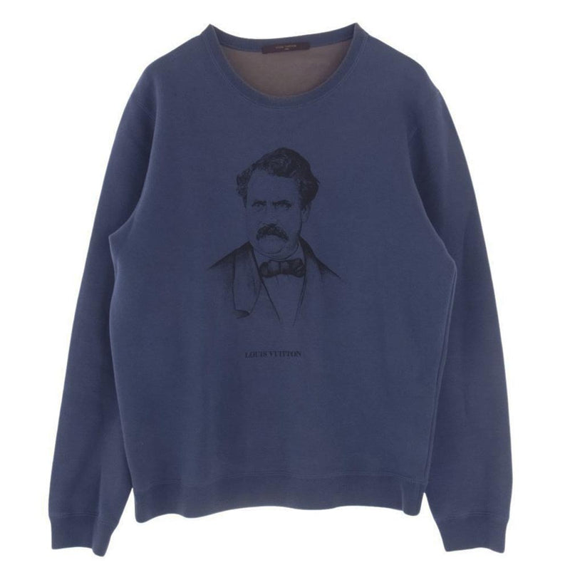 LOUIS VUITTON ルイ・ヴィトン 15AW RM152M H8Y05WJUJ Portrait Print Sweatshirs 肖像画 プリント クルーネック スウェット ブルー系 XL【中古】