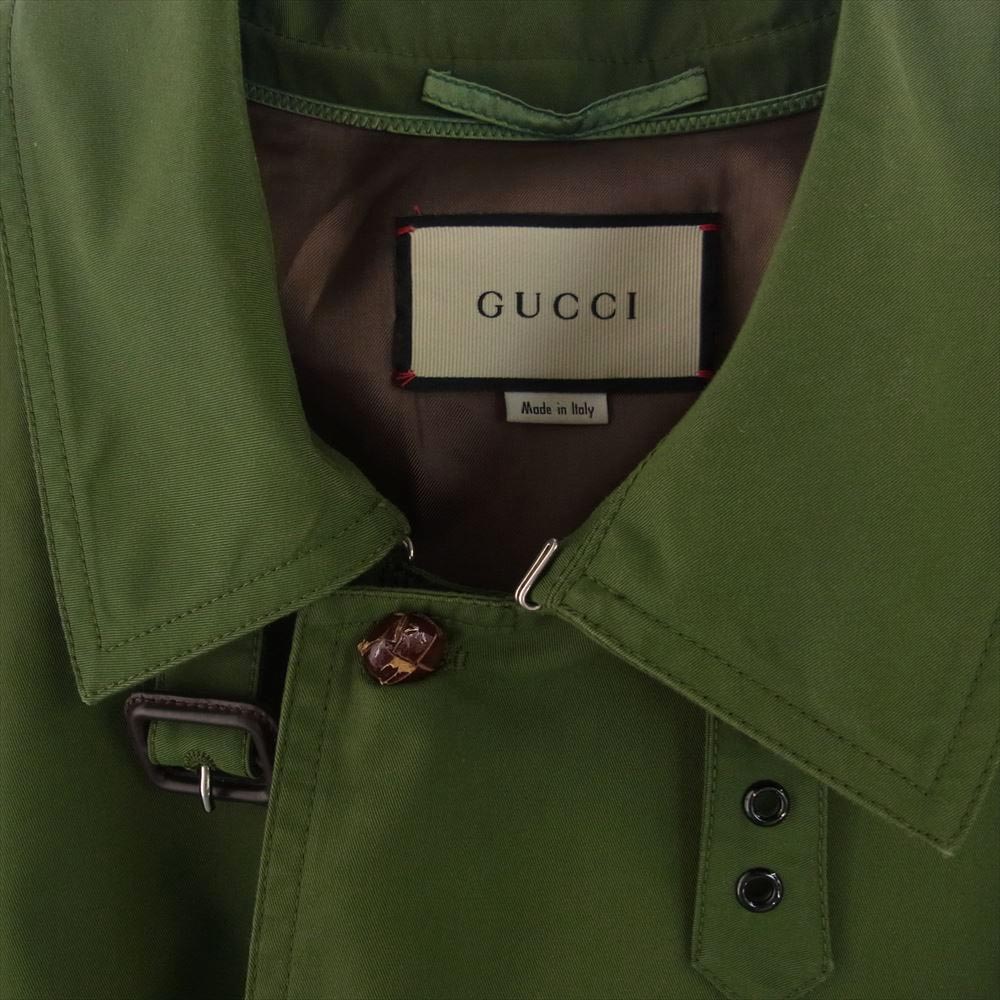 GUCCI グッチ 595445 Z4937 ベルテッド トレンチコート コットン レーヨン シルク  グリーン系 50【中古】