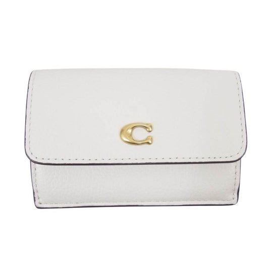 COACH コーチ TRIFOLD WLT cロゴ トライフォールド ウォレット オフホワイト系【極上美品】【中古】
