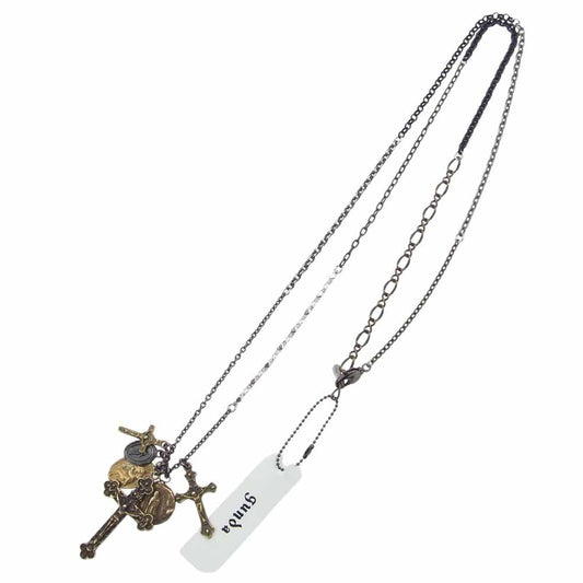 gunda ガンダ クロス ペンダント ネックレス ブラック系 ゴールド系 シルバー系【中古】