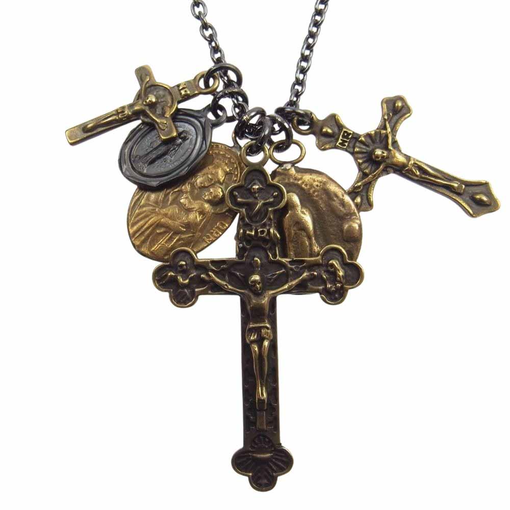 gunda ガンダ クロス ペンダント ネックレス ブラック系 ゴールド系 シルバー系【中古】