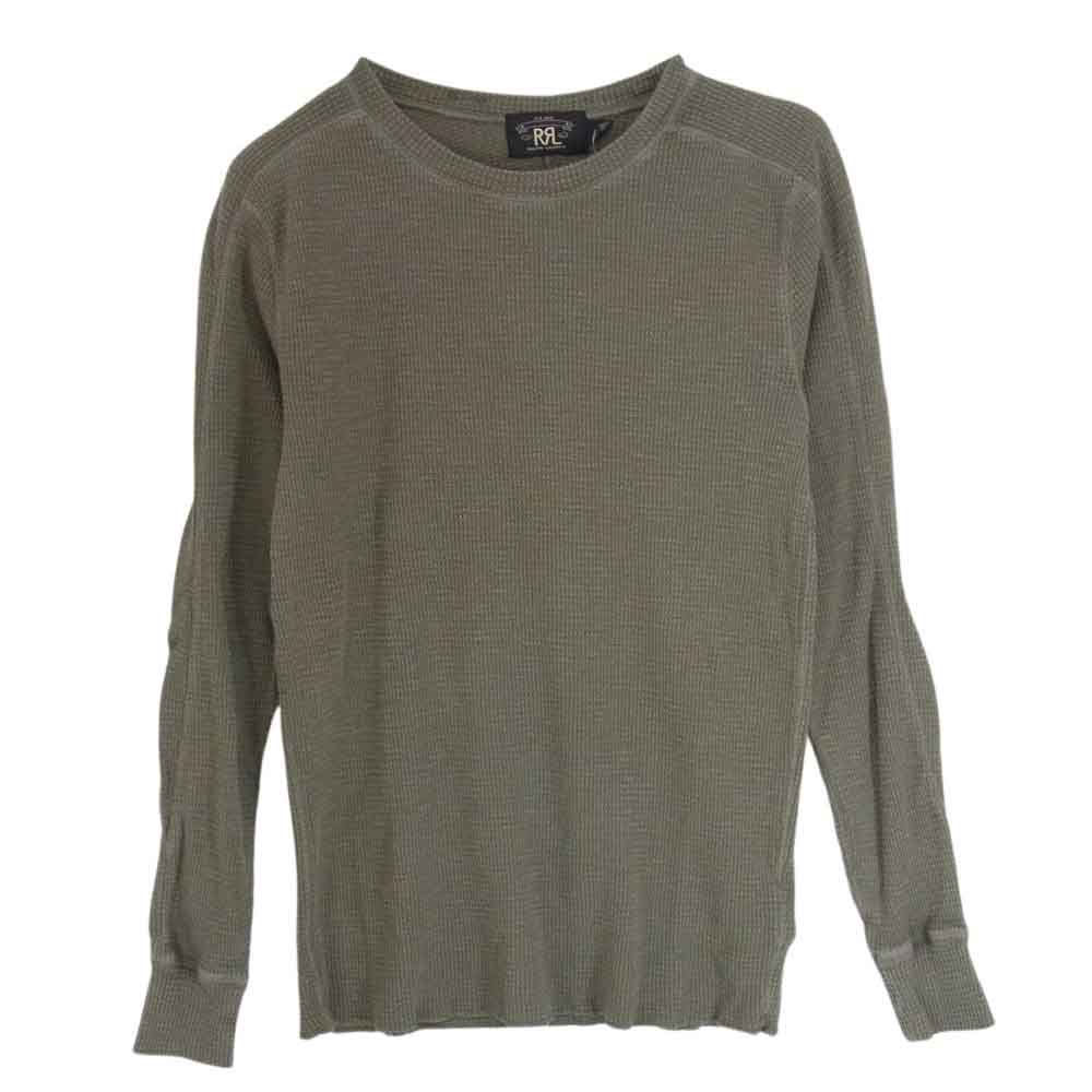 RRL ダブルアールエル ワッフルニット サーマル コットン 長袖 Tシャツ カーキ カーキ系 SP【中古】