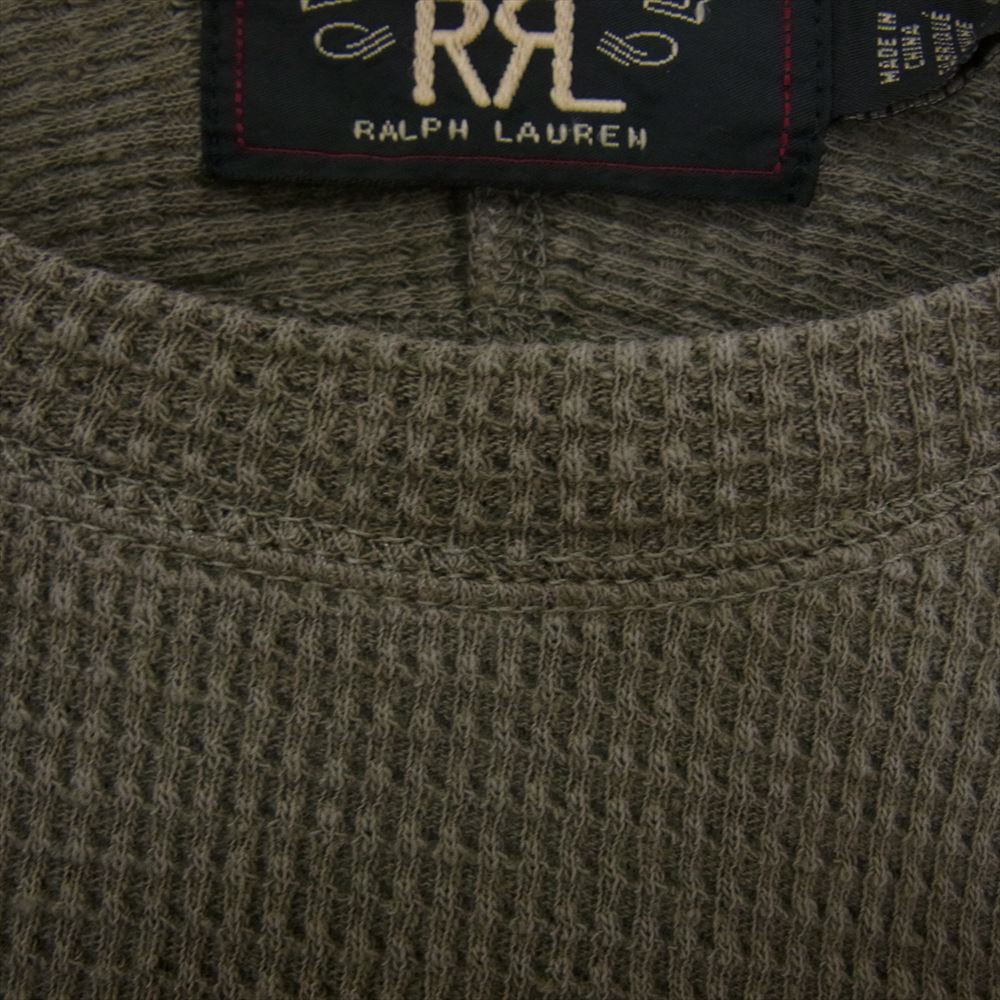 RRL ダブルアールエル ワッフルニット サーマル コットン 長袖 Tシャツ カーキ カーキ系 SP【中古】