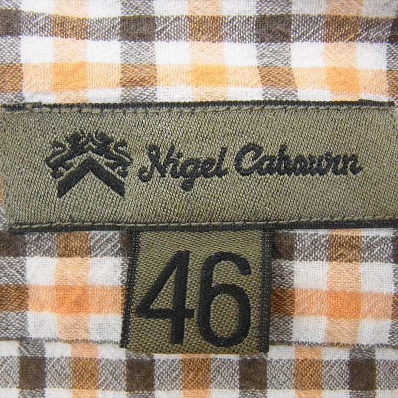 Nigel Cabourn ナイジェルケーボン ギンガムチェック 長袖  シャツ オレンジ系 46【中古】