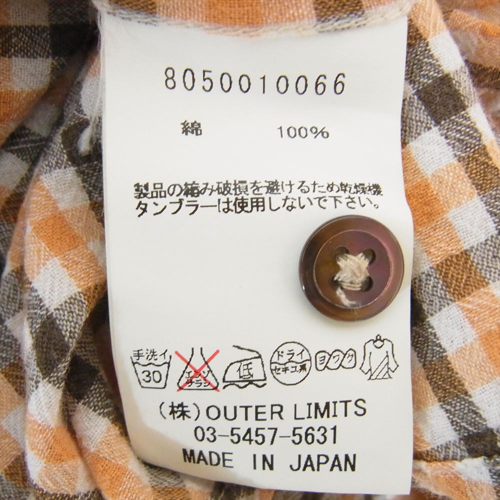 Nigel Cabourn ナイジェルケーボン ギンガムチェック 長袖  シャツ オレンジ系 46【中古】