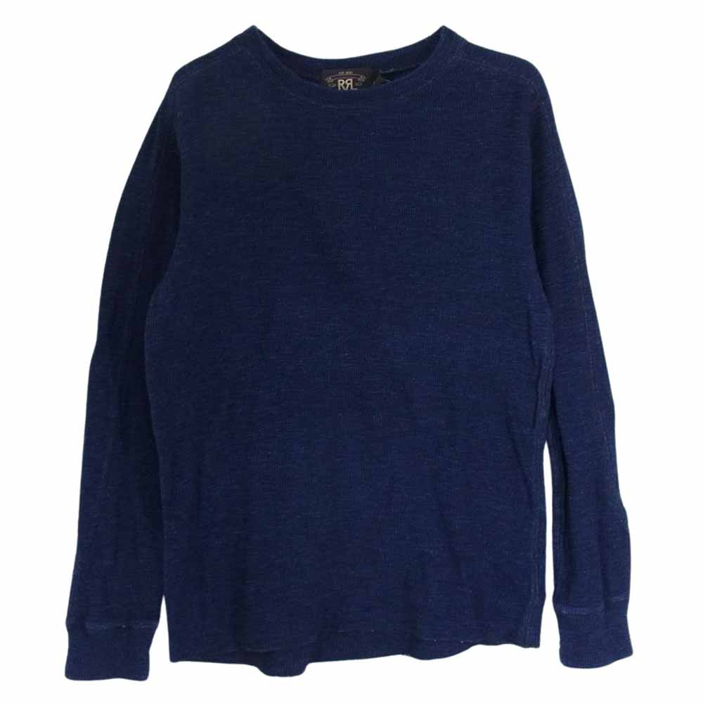 RRL ダブルアールエル インディゴ Waffle knit サーマル 長袖 Tシャツ カットソー ネイビー系 S【中古】