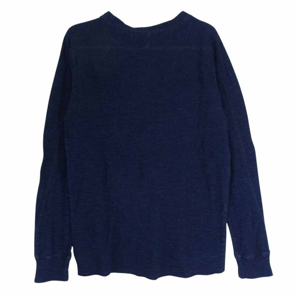 RRL ダブルアールエル インディゴ Waffle knit サーマル 長袖 Tシャツ カットソー ネイビー系 S【中古】