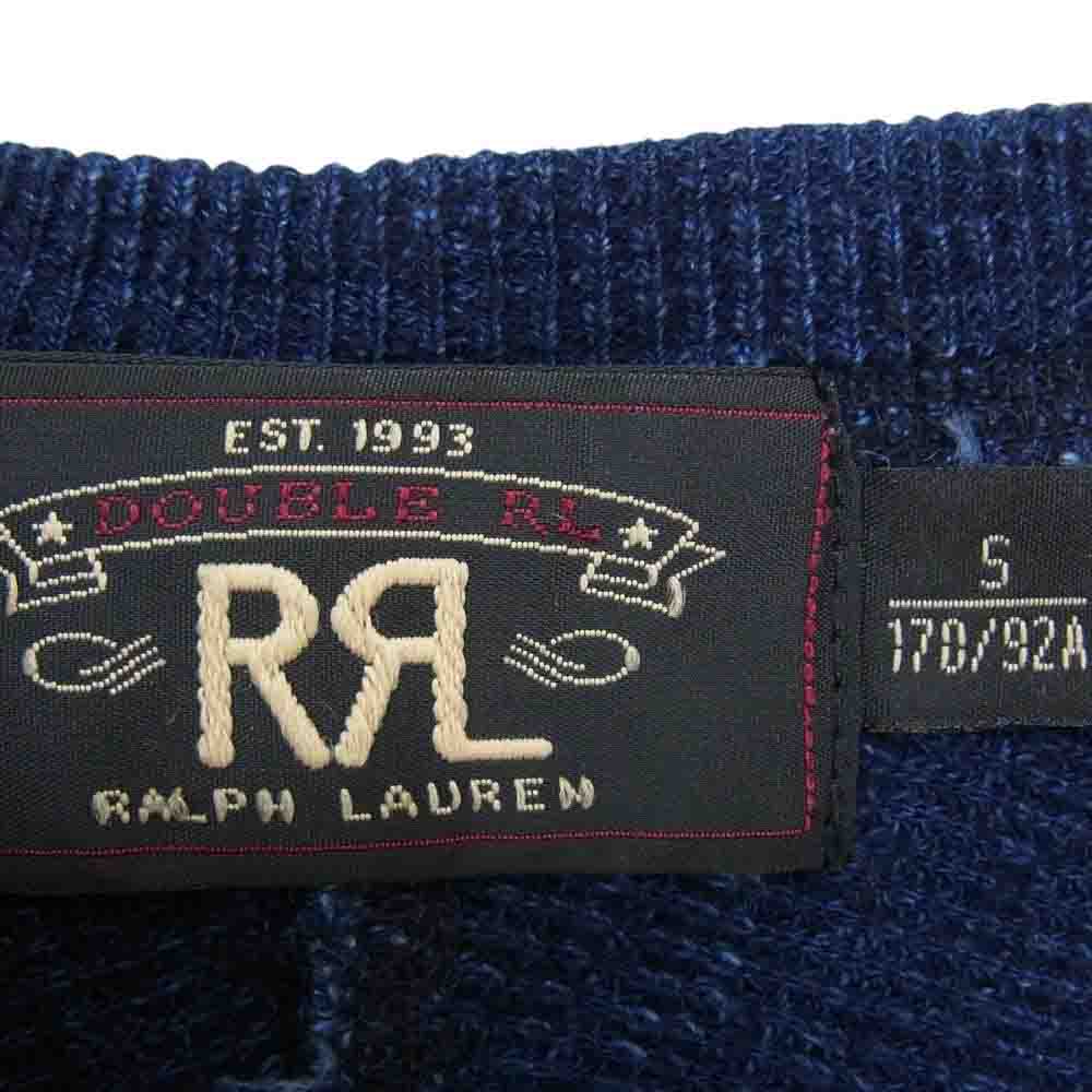 RRL ダブルアールエル インディゴ Waffle knit サーマル 長袖 Tシャツ カットソー ネイビー系 S【中古】