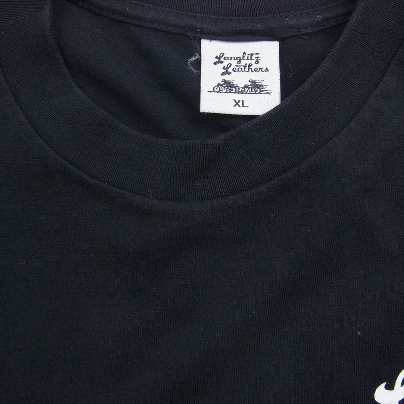 LANGLITZ LEATHERS ラングリッツレザーズ アメリカ製 バックプリント 半袖 Tシャツ ブラック系 XL【中古】
