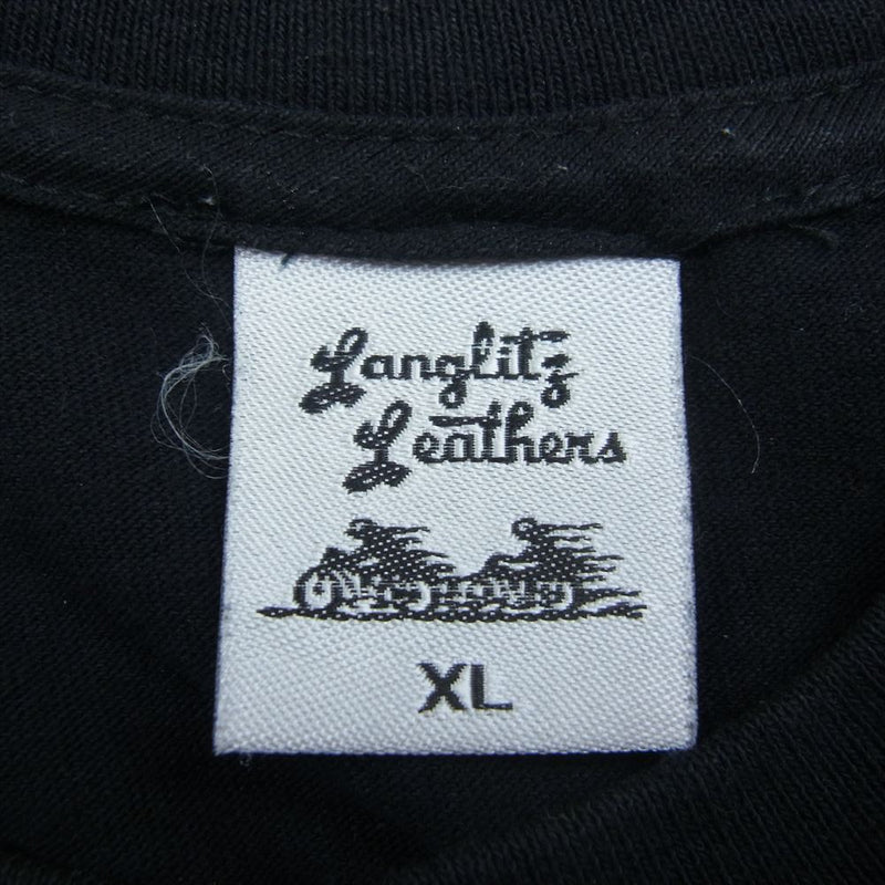 LANGLITZ LEATHERS ラングリッツレザーズ アメリカ製 バックプリント 半袖 Tシャツ ブラック系 XL【中古】