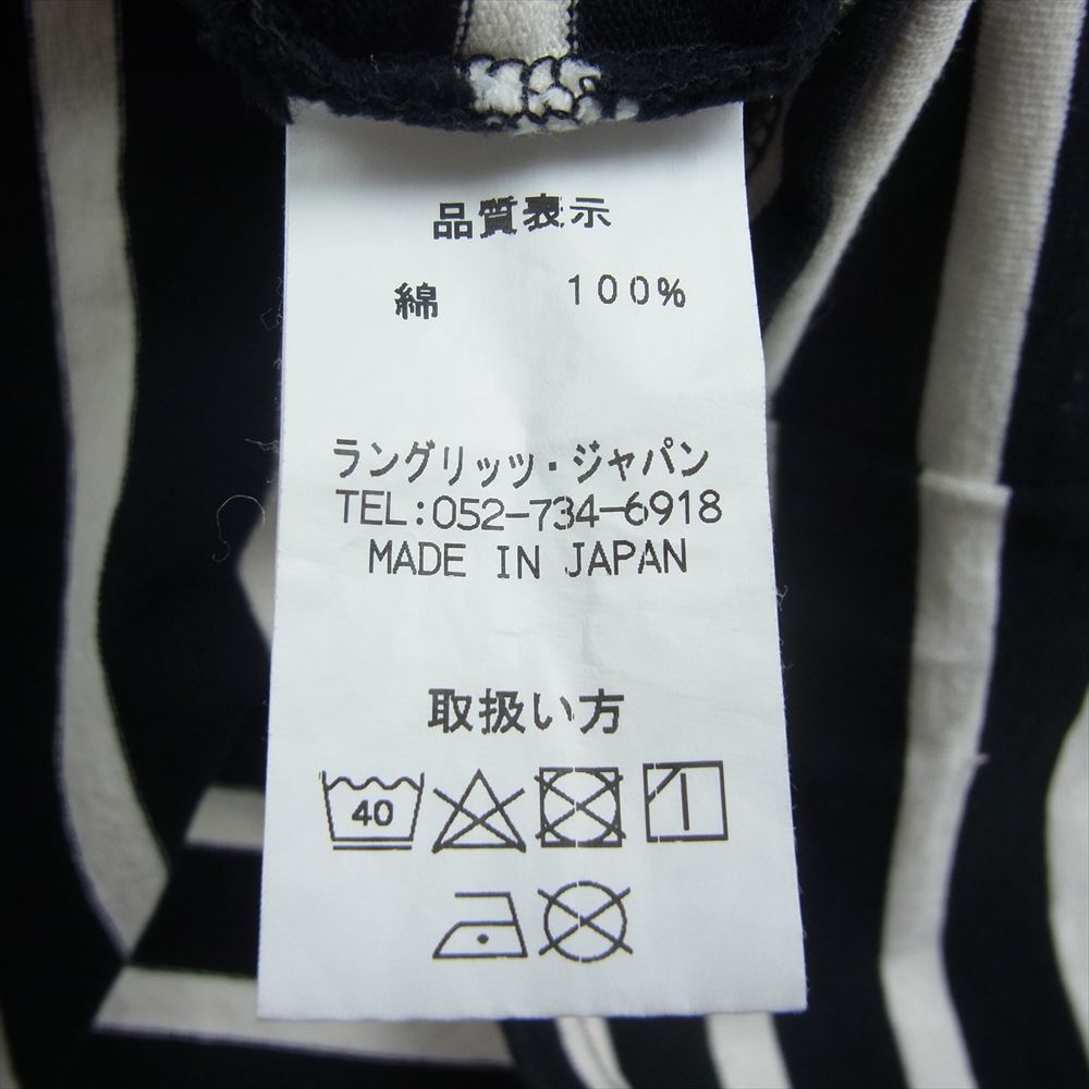 LANGLITZ LEATHERS ラングリッツレザーズ LLC-001 ワンポイント プリント ボーダー 半袖 Tシャツ ブラック系 ホワイト系 XXL【美品】【中古】