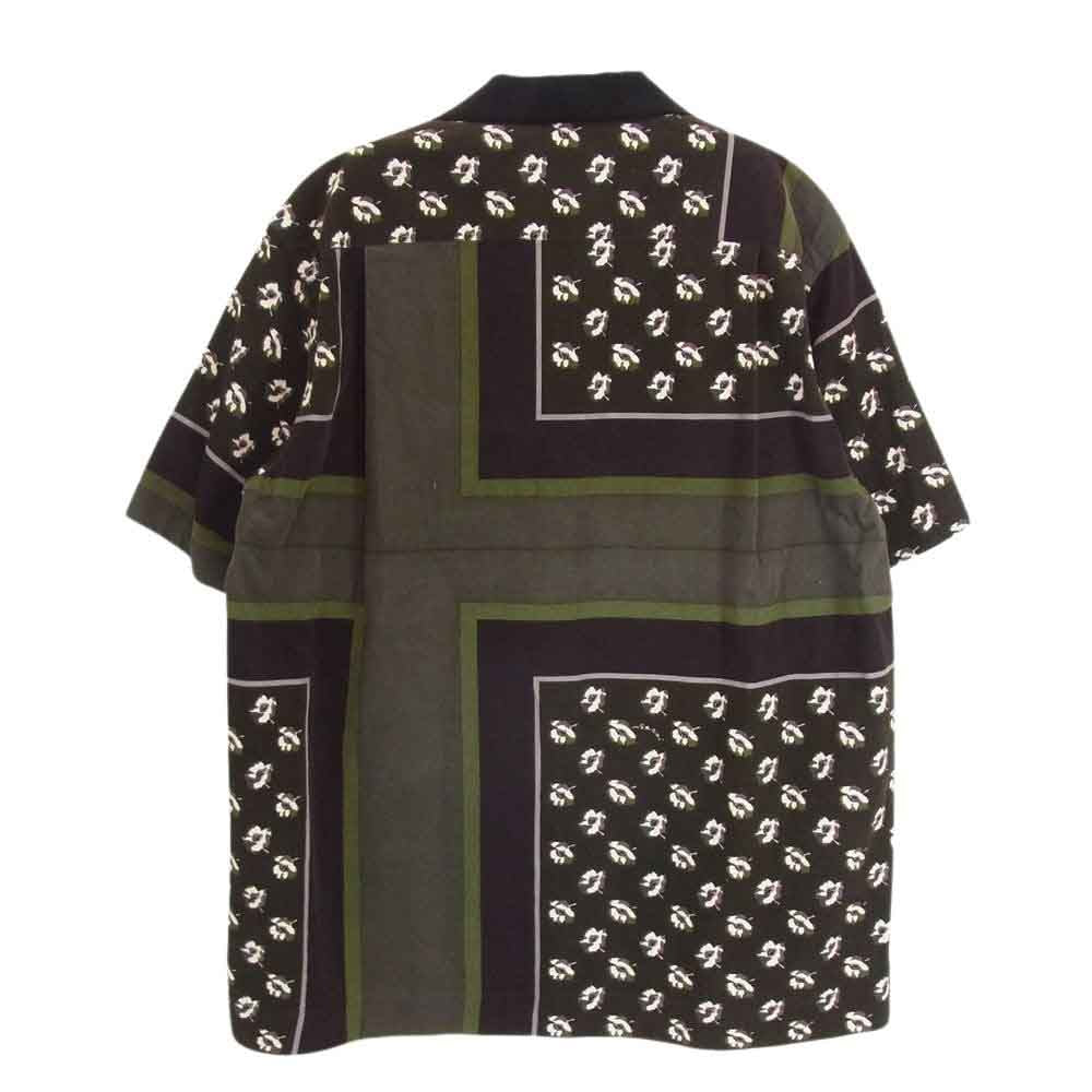 Sacai サカイ 21-02602M FLORAL PRINT SHIRT フローラル プリント コーデュロイ 半袖 シャツ カーキ系 2【中古】