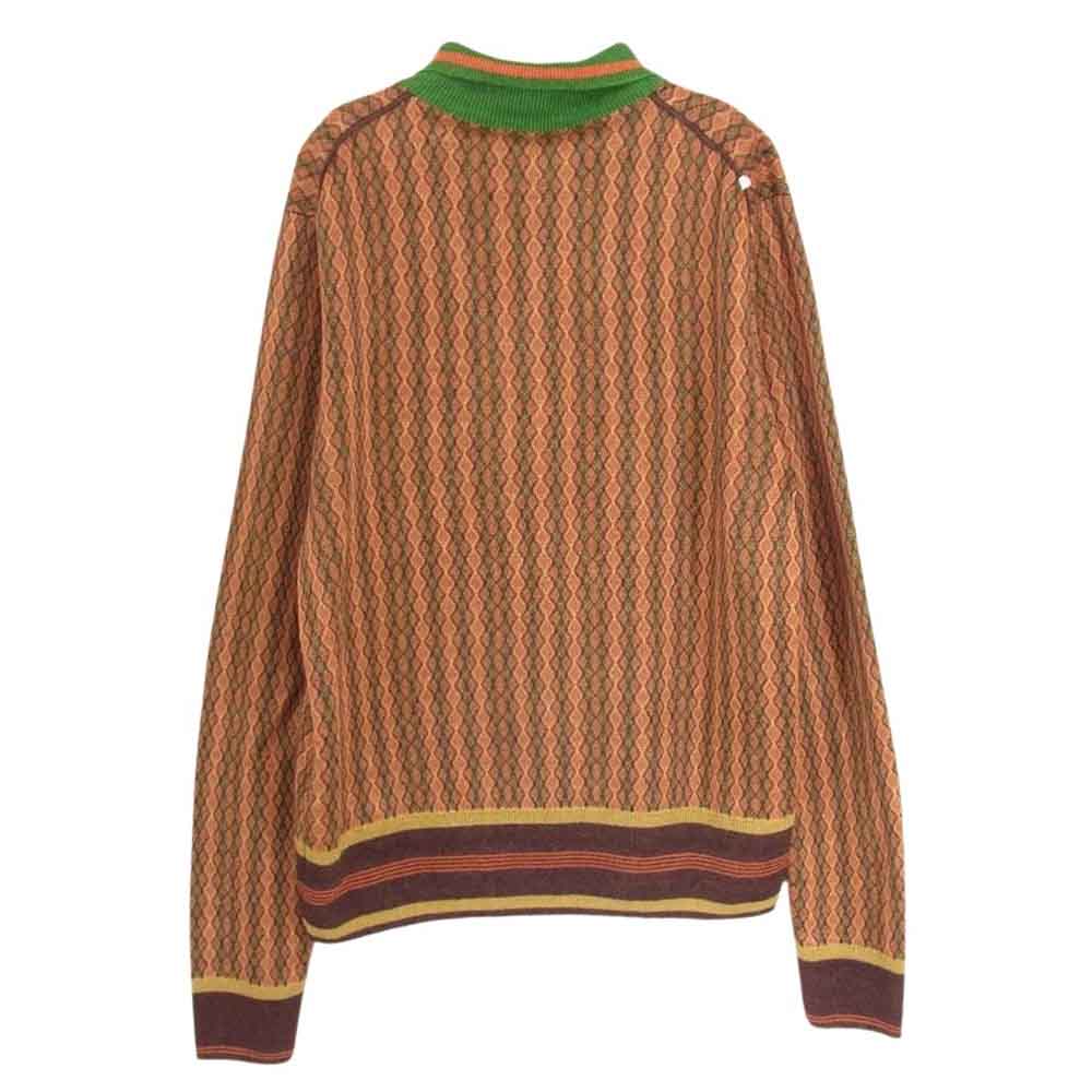 ウェールズボナー 22SS MS22KN01 Orchestre jacquard sweater オーケストラ ジャガード ハイネック ニット セーター オレンジ系 XS【中古】
