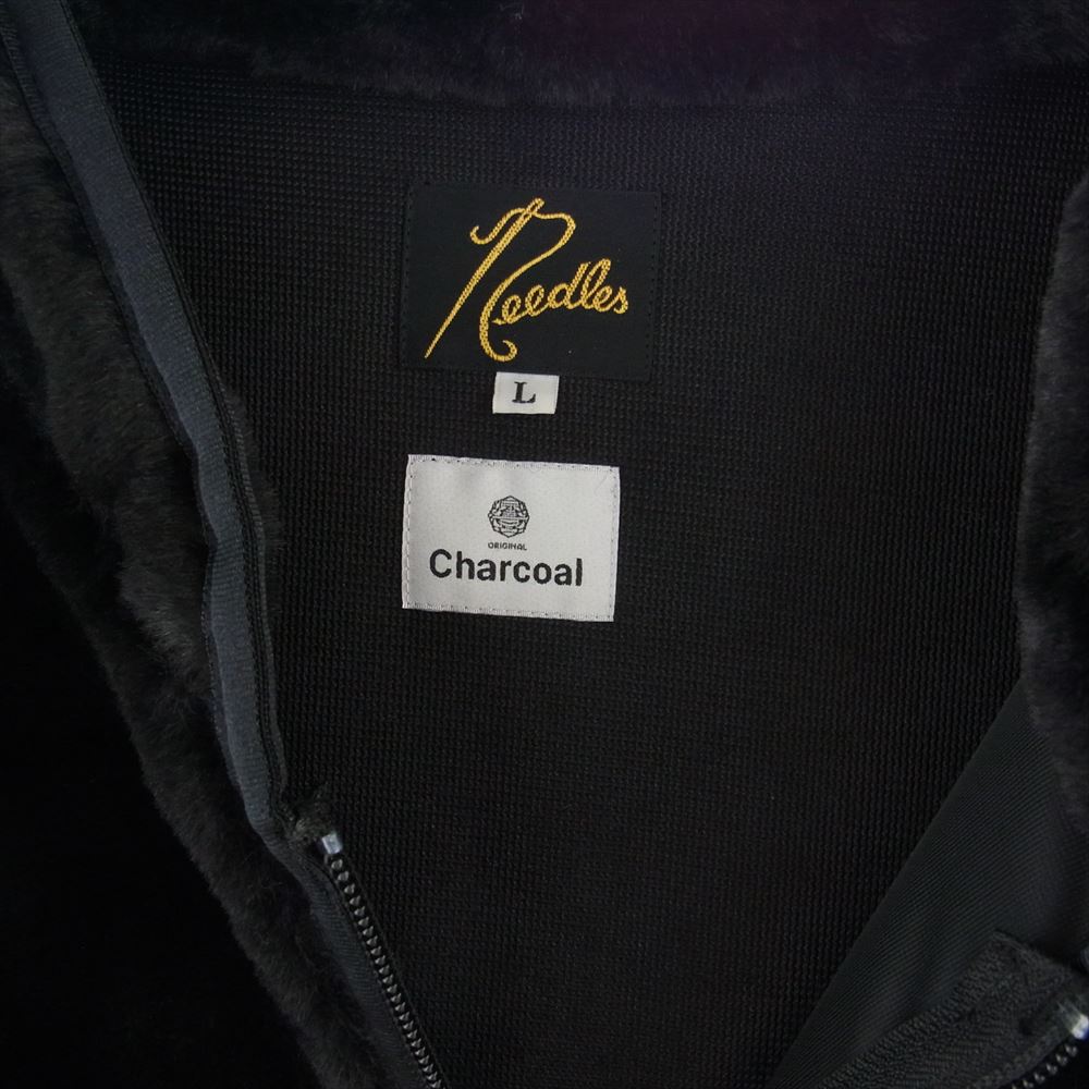 Needles ニードルス 22-03-6-506 × Charcoal TOKYO Fur Piping Jacket フチャコールトーキョー 別注 ファー パイピング フルジップ ジャケット ブラック系 L【中古】