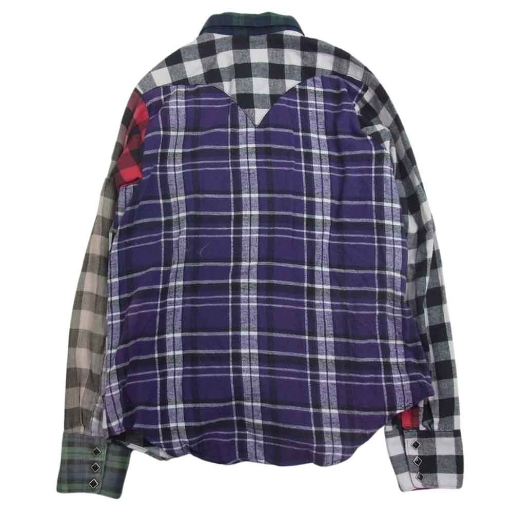 ロックマウント クレイジーパターン ネルチェック ウエスタン シャツ 黒ボタン マルチカラー系 14.5×32【中古】