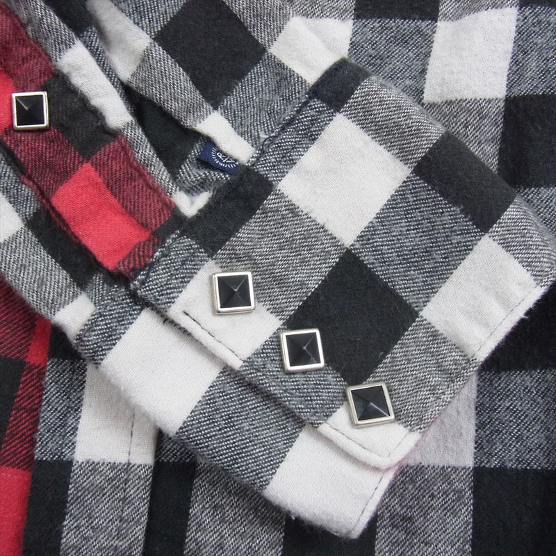 ロックマウント クレイジーパターン ネルチェック ウエスタン シャツ 黒ボタン マルチカラー系 14.5×32【中古】