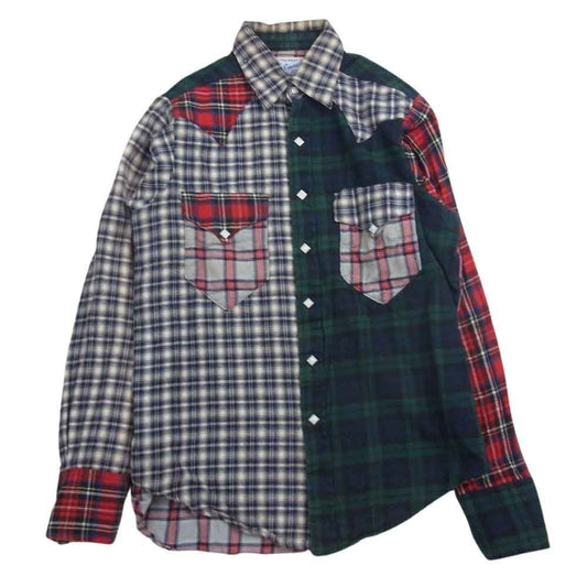 ロックマウント クレイジーパターン ネルチェック ウエスタン シャツ 白ボタン マルチカラー系 14.5×32【中古】