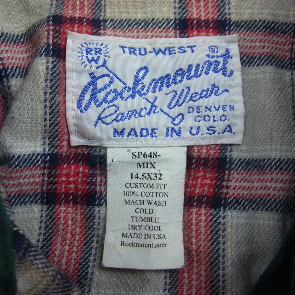 ロックマウント クレイジーパターン ネルチェック ウエスタン シャツ 白ボタン マルチカラー系 14.5×32【中古】