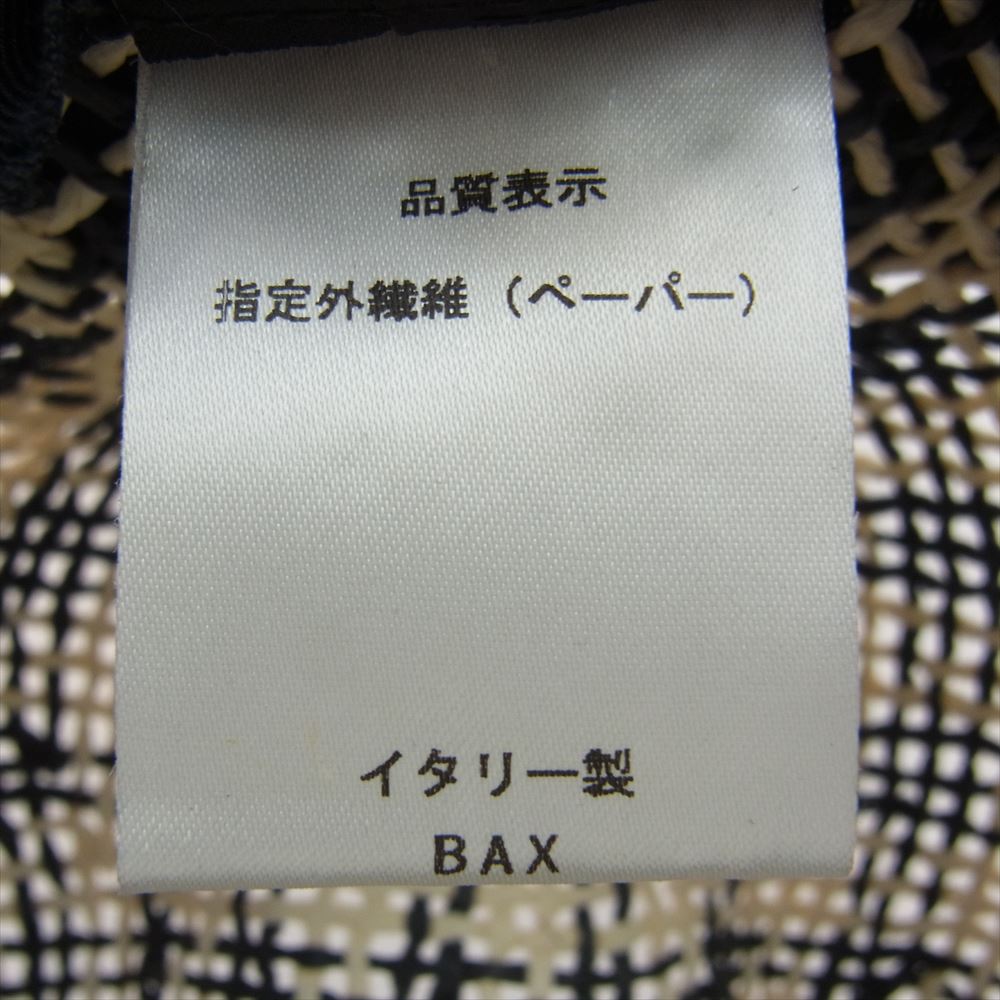 ボルサリーノ パナマ 中折れ帽子 リボン ハット ブラック系 オフホワイト系【中古】