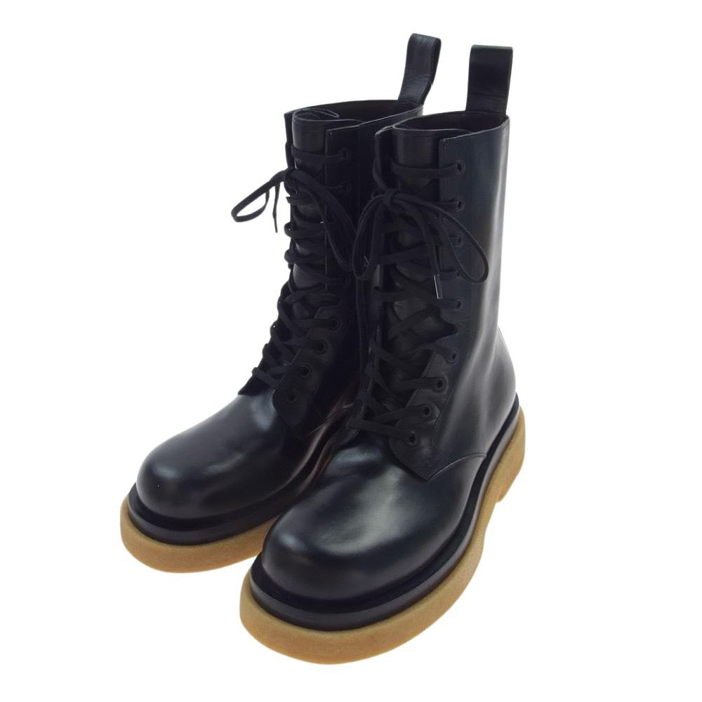 BOTTEGAVENETA ボッテガヴェネタ 667093 VBFS50 1000 BOOT LEATHER MILITARY CALF ミリタリー カーフレザー レースアップ ブーツ ブラック系 43【極上美品】【中古】