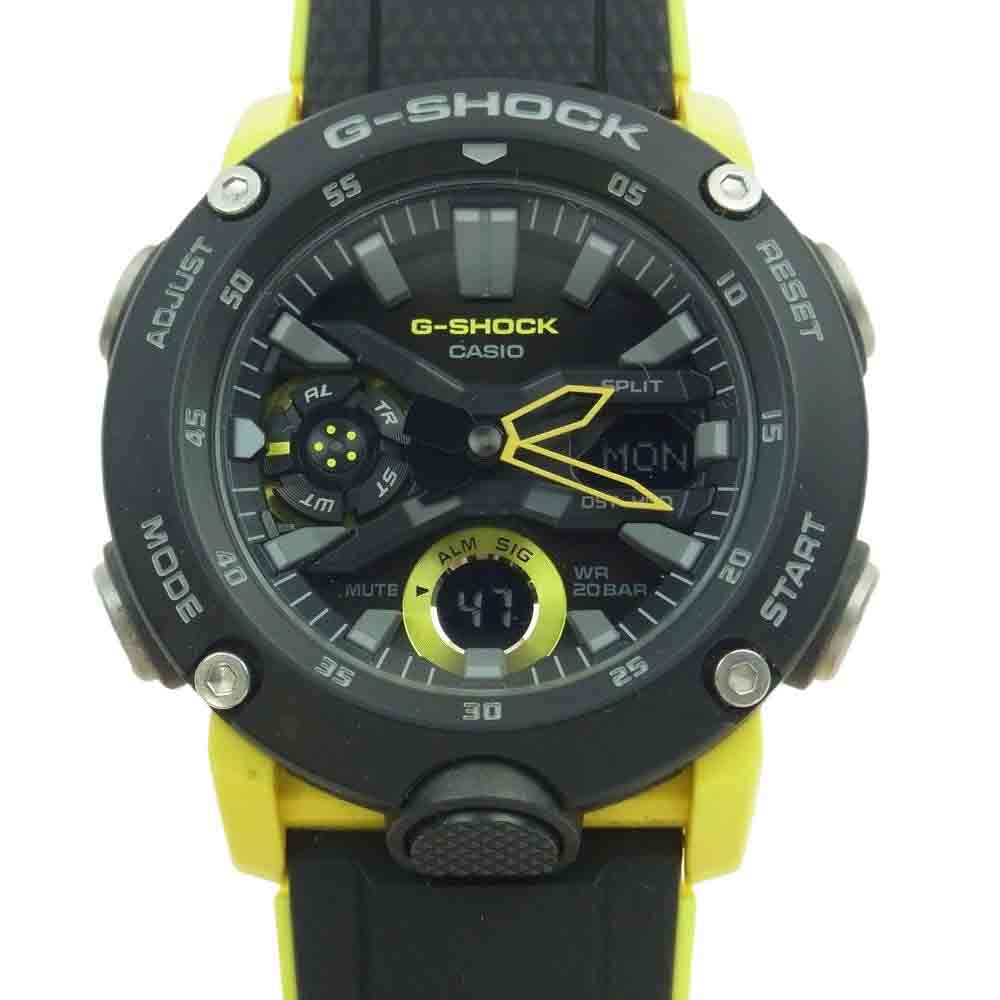 CASIO G-SHOCK カシオ ジーショック GA-2000 ANALOG DIGITAL アナログ デジタル カーボンコアガード 日常生活用強化防水 20BAR ウオッチ 時計 イエロー系 ブラック系【美品】【中古】