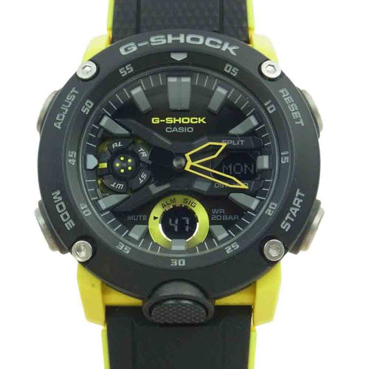 CASIO G-SHOCK カシオ ジーショック GA-2000 ANALOG DIGITAL アナログ デジタル カーボンコアガード 日常生活用強化防水 20BAR ウオッチ 時計 イエロー系 ブラック系【美品】【中古】