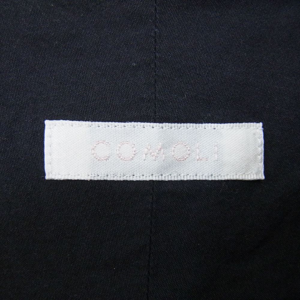 COMOLI コモリ 20AW S03-02002 バンドカラー コットン 長袖 ロング シャツ ブラック系 2【中古】
