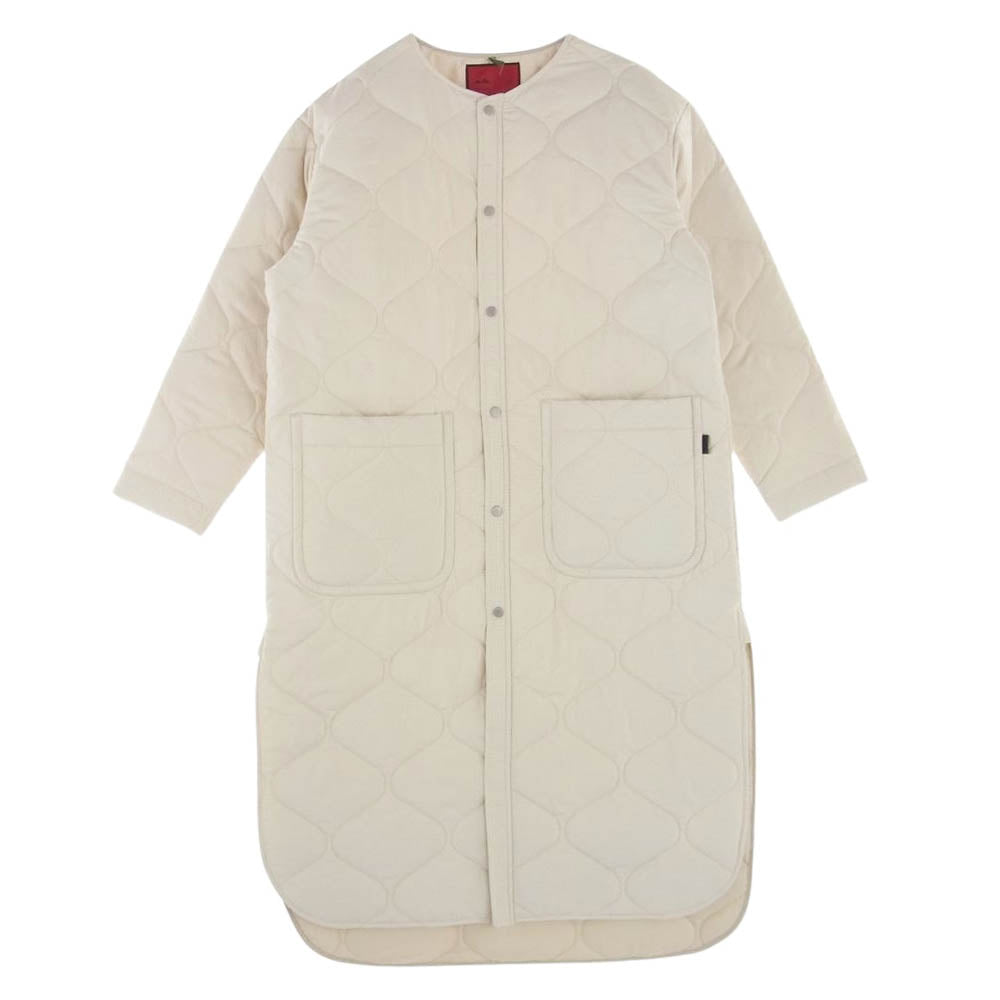 ワイドットバイノルディスク YL99003 QUILTING SHIRT COAT リップストップ キルティング ノーカラー 中綿 ロング コート ホワイト系 M【中古】