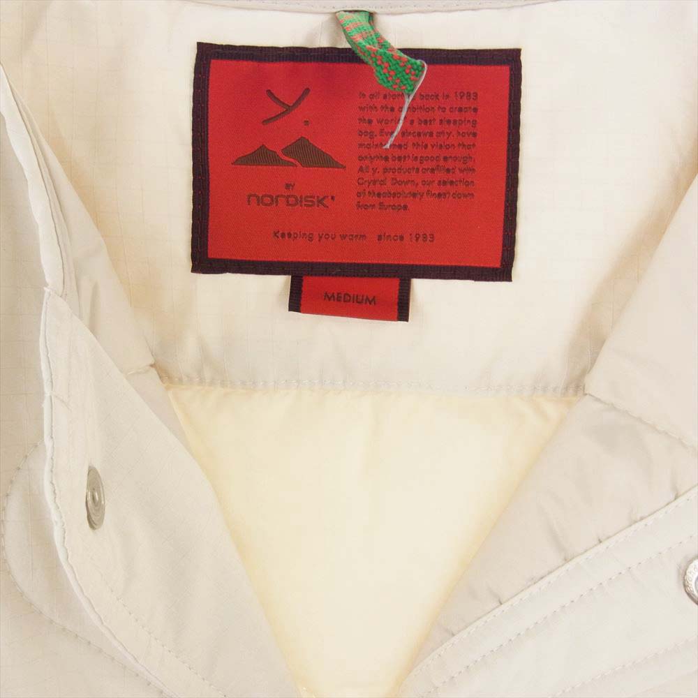 ワイドットバイノルディスク YL99003 QUILTING SHIRT COAT リップストップ キルティング ノーカラー 中綿 ロング コート ホワイト系 M【中古】