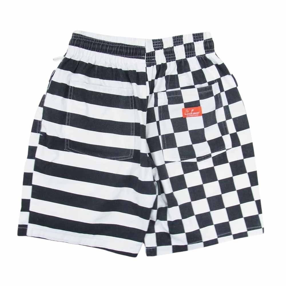 クックマン ハーフ チェッカー ボーダー シェフ パンツ ブラック系 M【中古】