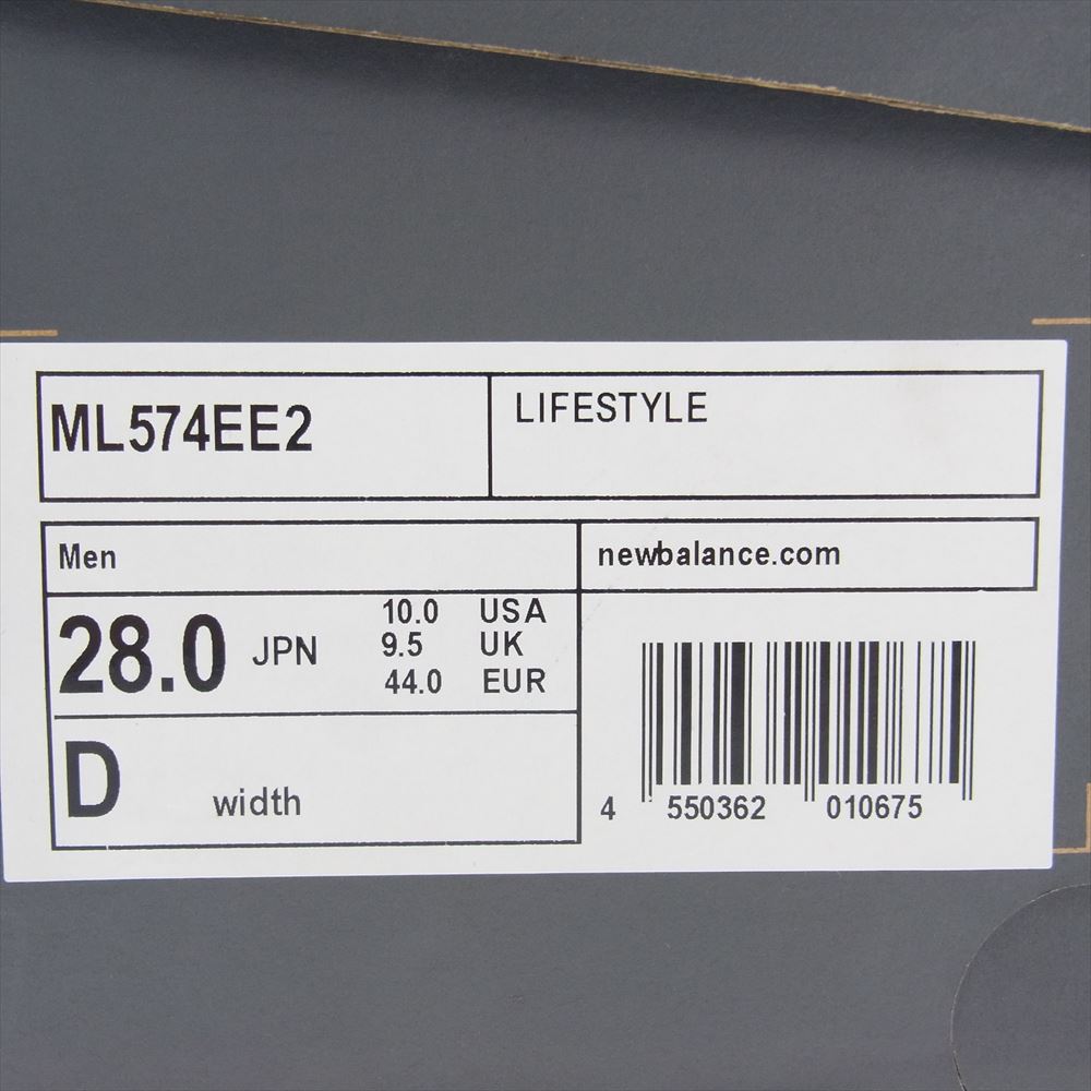 NEW BALANCE ニューバランス ML574EE2 スエード ローカット スニーカー ブラック系 28cm【新古品】【未使用】【中古】