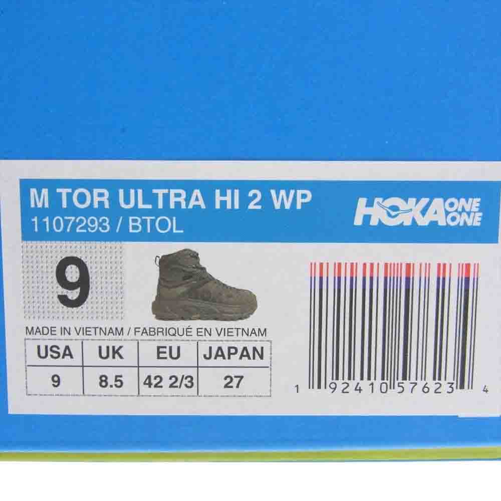 HOKA ONE ONE ホカ オネオネ 1107293 M TOR ULTRA HI 2 WP ウォータープルーフ トゥ ウルトラ ハイ カット ブーツ スニーカー カーキ系 USA 9【新古品】【未使用】【中古】