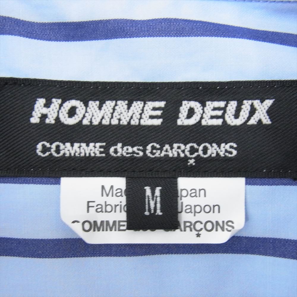 COMME des GARCONS HOMME DEUX コムデギャルソンオムドゥ AD2023 DL-B044-051-1-4 パッチワーク ストライプ 長袖 シャツ ブルー系 M【新古品】【未使用】【中古】