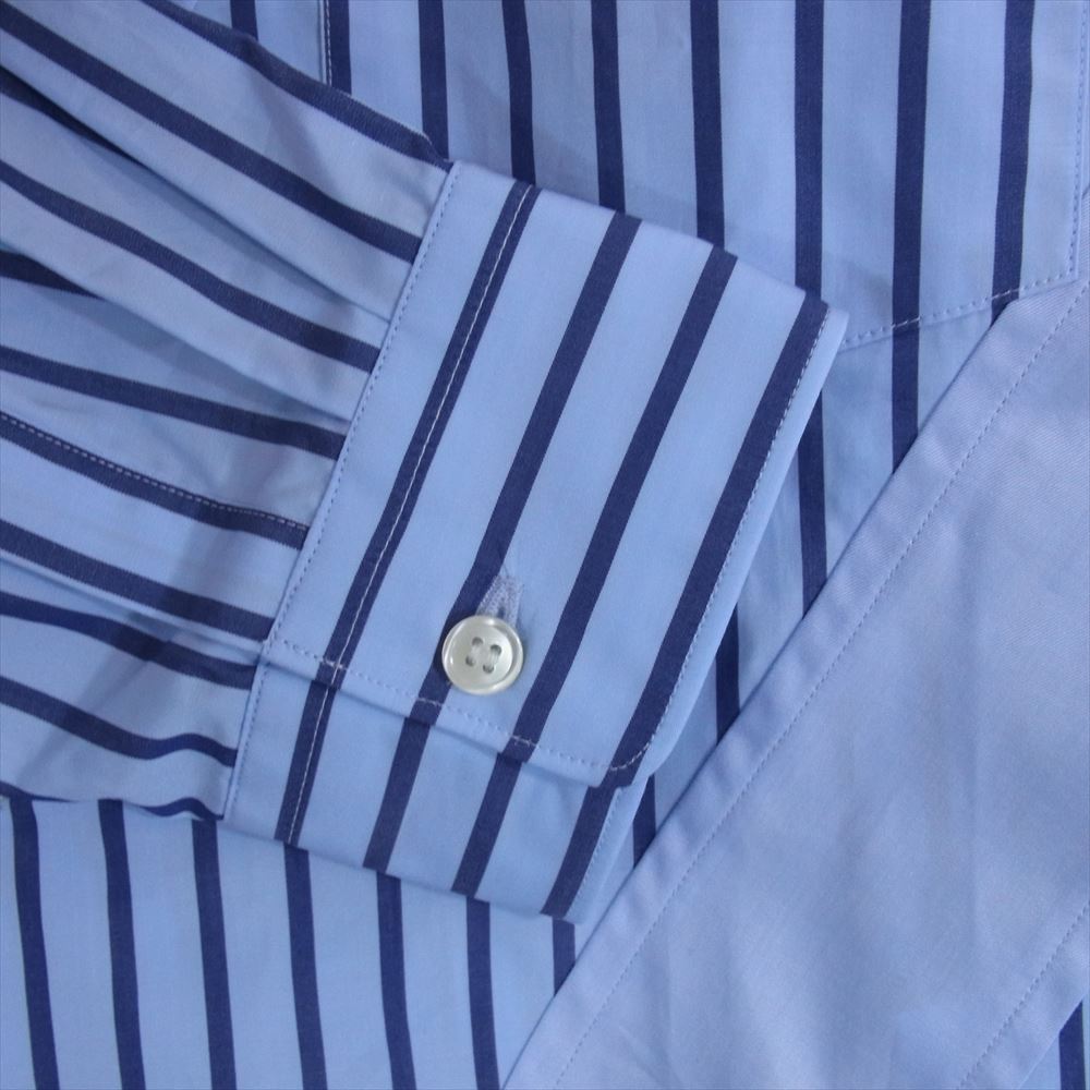 COMME des GARCONS HOMME DEUX コムデギャルソンオムドゥ AD2023 DL-B044-051-1-4 パッチワーク ストライプ 長袖 シャツ ブルー系 M【新古品】【未使用】【中古】