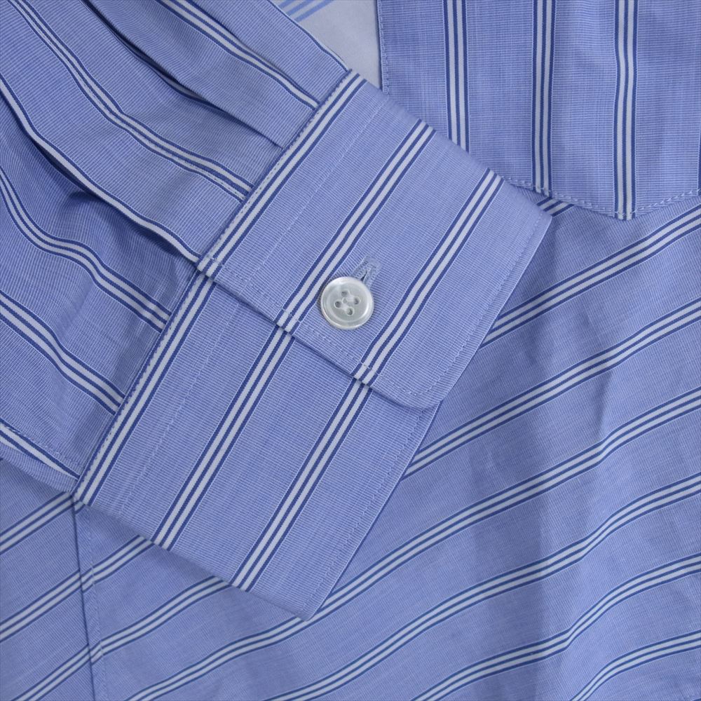 COMME des GARCONS HOMME DEUX コムデギャルソンオムドゥ AD2023 DL-B036-051-1-5 パッチワーク ストライプ 長袖 シャツ ブルー系 L【新古品】【未使用】【中古】