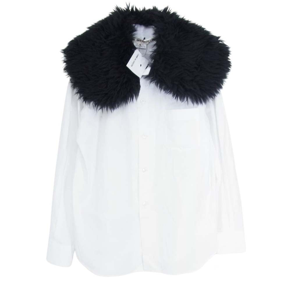 COMME des GARCONS コムデギャルソン AD2023 GL-B011-051-1-3 フェイクファー襟 長袖 シャツ ブラウス ホワイト系 M【極上美品】【中古】