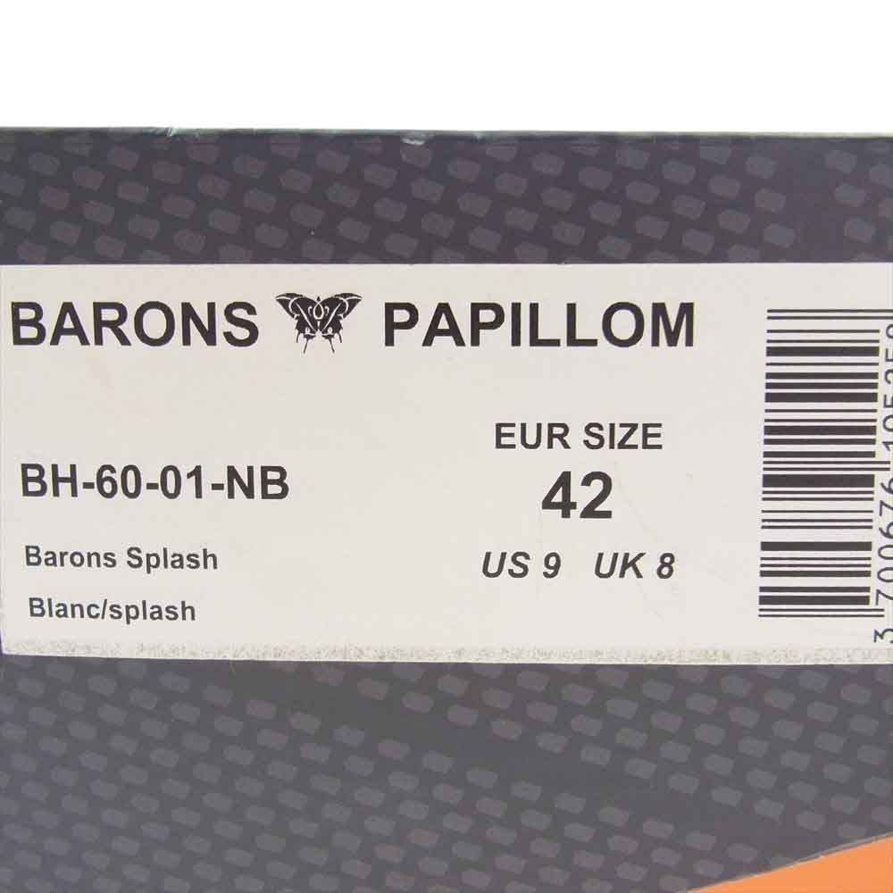 バロンパピヨム BH-6-01-NB BARONS SPLASH スプラッシュ ペイント プリント バックベルクロ ハイカット スニーカー ホワイト系 EUR 42【美品】【中古】