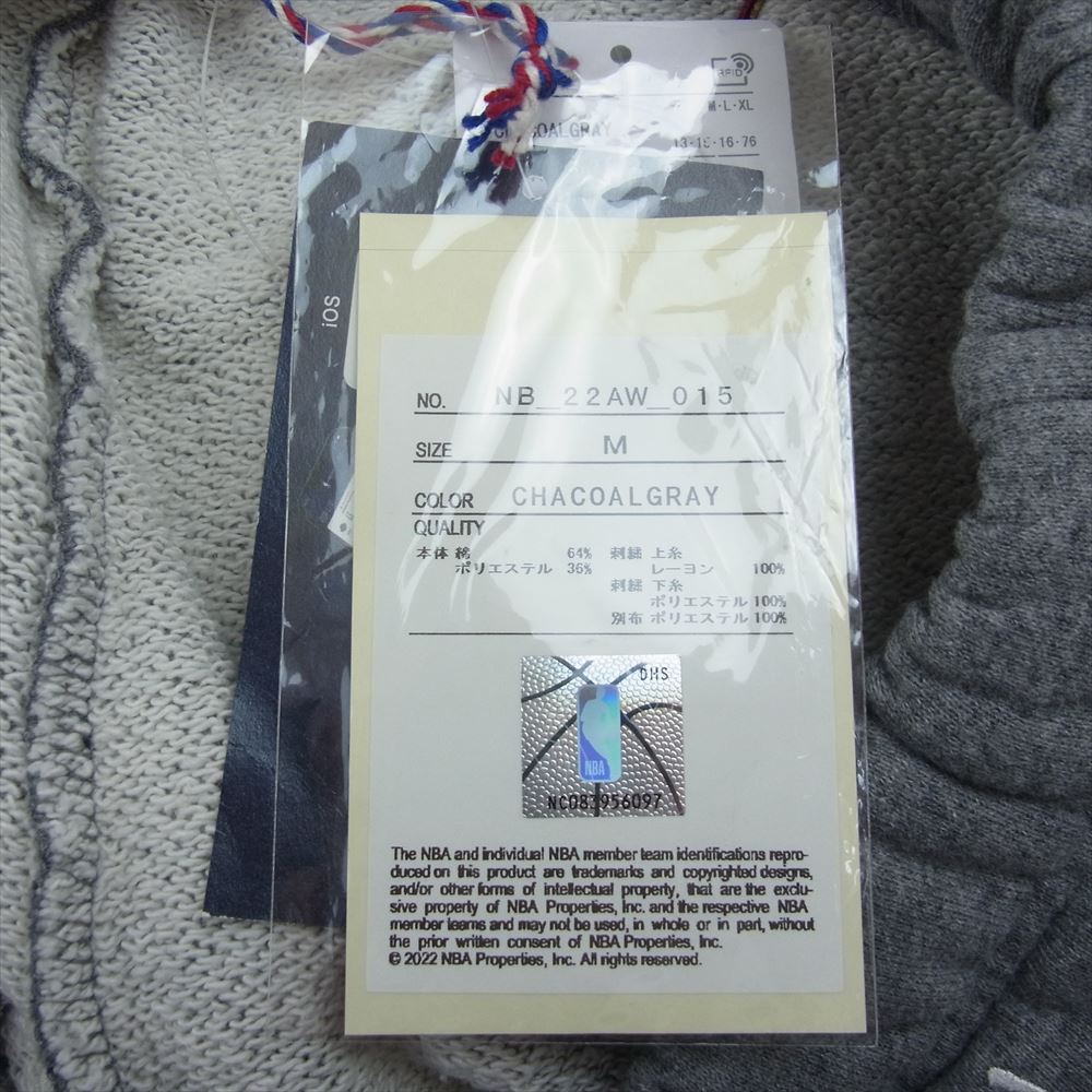 エヌビーエー NB-22AW-015 × FREAK'S STORE フリークスストア チーム ワッペン 刺繍 総柄 スウェット パンツ グレー系 M【新古品】【未使用】【中古】
