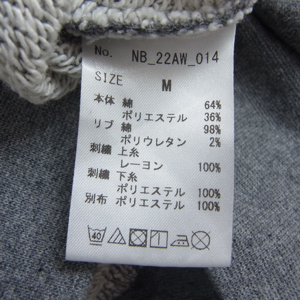 エヌビーエー NB-22AW-014 × FREAK'S STORE フリークスストア チーム ワッペン 刺繍 総柄 プルオーバー パーカー  グレー系 M【新古品】【未使用】【中古】