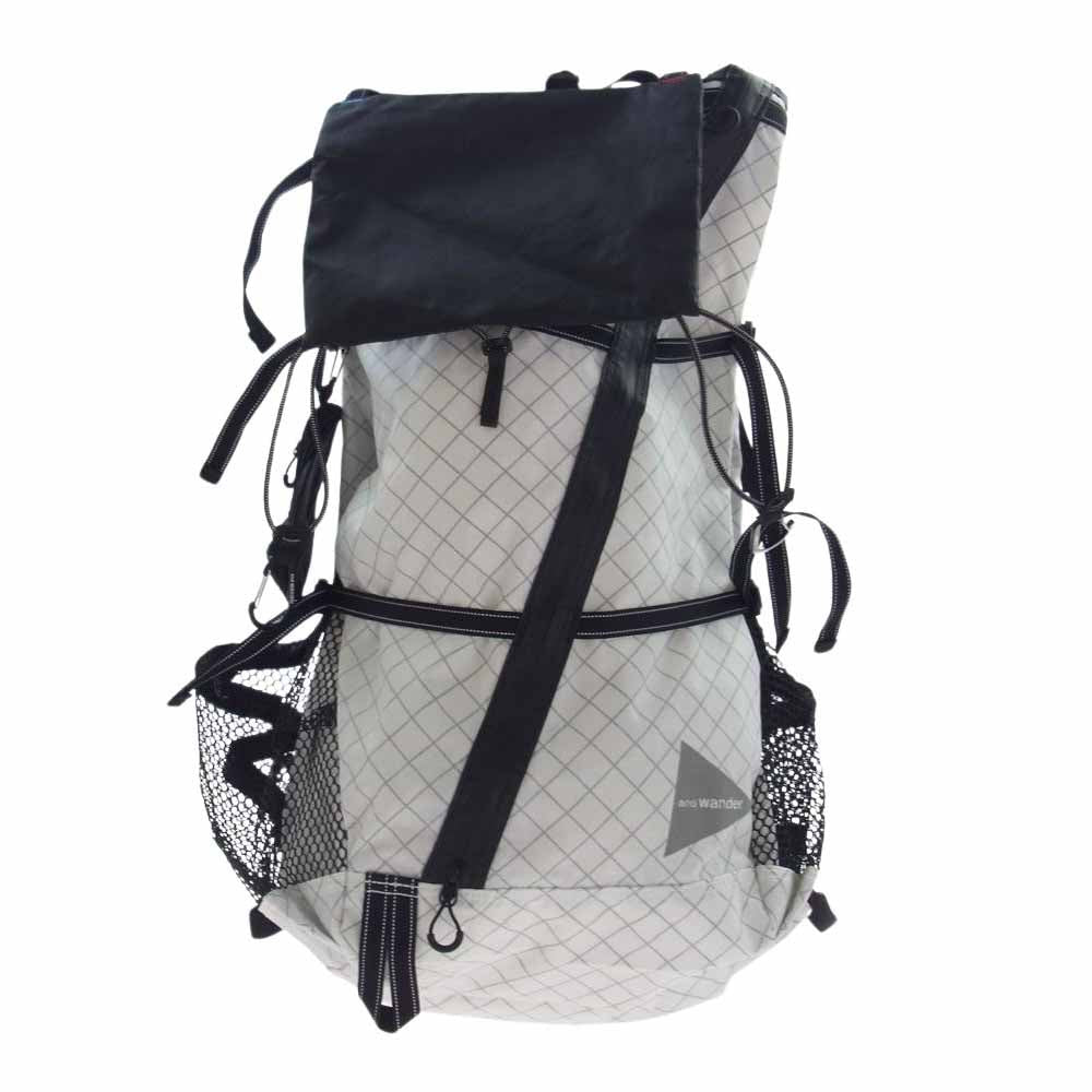 and wander アンドワンダー 574-3975002 ECOPAK 40L backpack エコパック バックパック リュック ブラック系 ホワイト系 F【新古品】【未使用】【中古】
