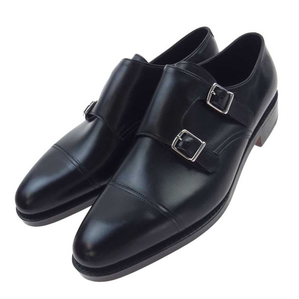 John Lobb ジョンロブ 9795 CALF M/W WILLIAM PD DOUBLE LEATHER ウィリアム ダブル モンクストラップ レザー シューズ ブラック系 8D【極上美品】【中古】